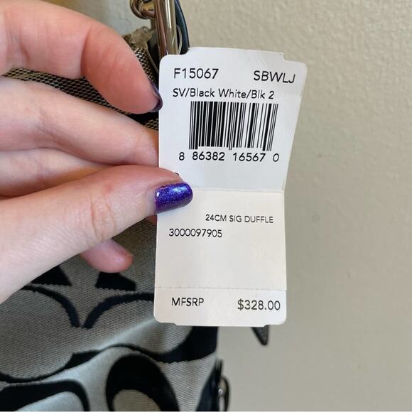 Coach NWT shoulder bag purse black silver tote preppy logo academia - Picture 5 of 10